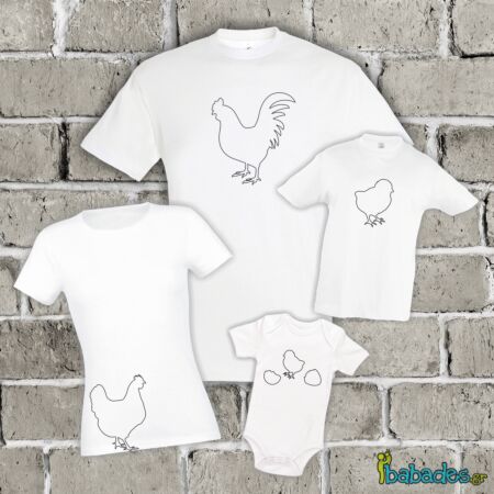 Σετ μπλούζες για την οικογένεια «Chicken Family» (4τμχ)