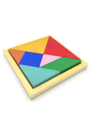 Ξύλινο παζλ Tangram χρωματιστό