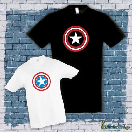 Σετ μπλούζα μπαμπά / παιδιού «Captain America»