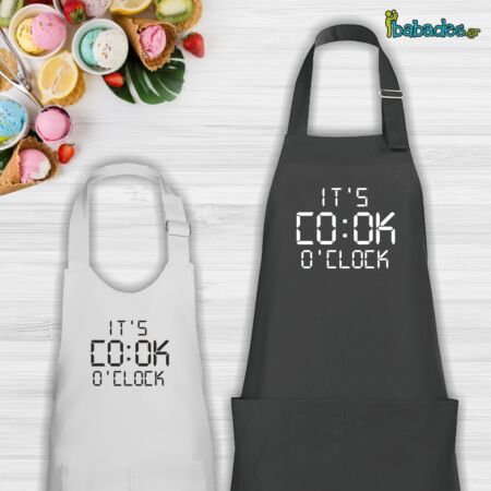 Σετ ποδιά μπαμπά / παιδιού «It’s cook o’clock»