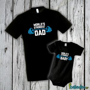 Σετ μπλούζα με φορμάκι «World’s strongest Dad»